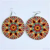 Dangle Chandelier Bohemian Printing Colorf Eardrop Womens Fashion Afro Wooden Earrings Wood Round Choom Hoop Jewelry 도매 Dhaw7