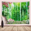 Гобелены Зеленый Природа Бамбуковый Лес Гобелен Настенная Ткань 3D Садовые Цветы Пейзаж Для Спальни Гостиная Декор Общежития