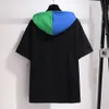 150kg Plus Size Women's Summer Hooded Short Sleeve T-Shirt Bust 157cm 6XL 7XL 8XL 9XL 10XL Loose Colorblock Graffiti Top 3 Color o7JJ#