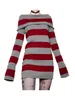 Women Mini Bodyc Dr Stripe Boat-NeckLg Sleeve Short Dr Spring Autumn Rapped Hip Party Dr G71H＃