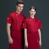 Restaurang Chef Jacket Hotel Kitchen Cooking Wear Wear Woman Catering Chef Uniform Kort ärm Kock Jacket Kök Köket Servitör Q8VB#