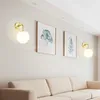 Wall Lamp Nordic Golden Lights With Milky/Clear Special Glass Round Ball Bedside In Bedroom