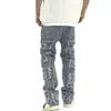 Baggy Ripped Distred Gestapelde Jeans voor Mannen Nieuw Ontwerp Straight Wo Hip Hop Denim Broek Retro Jean Broek Streetwear U3te #