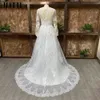 Jeheth Elegante A-Line Abiti da sposa per le donne Lg maniche in pizzo con applicazioni abito da sposa Illusi Tulle abiti da sposa N1Kr #