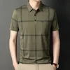 Moda męska koszula Polo Plaid krótkie rękawie miękkie letnie ubrania luksusowe solidne koreańskie koszulę polo ropa de hombre 240320