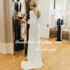 rêve solide crêpe sirène mariage Dr femmes demi-manches col en V Lg robe de mariée balayage train Backl robes novias boda s2Aj #