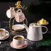 Teware Setleri Nordic Style Mermer Seramik Çay Seti Kahve Sütü çaydanlık fincanı ve tabak tepsisi oturma odası yemek masası ev dekorasyonları