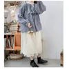 Kadınlar bluz 130cm büst / bahar sonbahar kadınlar vintage mori kei kızlar işlemeli gevşek rahat keten gömlekler / bluzlar