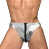 Underbyxor sexiga män läder underkläder underkläder med zip shorts mens manliga g-strängar gay jockstrap slip homme