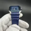 Rostfritt stål herrklocka 38,5 mm blå urtavla blå bezel blå gummiband god kvalitet automatisk mekanisk klocka