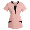 Uniformes d'infirmière Femmes Plus Taille Travail Scrubs Tops Slim Fit Beauté Sal Uniformes de travail Médecins Uniformes chirurgicaux Tops d'allaitement D38h #