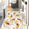 Fliesen Benutzerdefinierte 3D Boden Wandbild Tapete Schwimmen Goldfisch PVC Selbstklebende Wasserdichte Wohnzimmer Badezimmer Bodenbelag Papel De Parede600 Dhub4