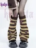Y2k Harajuku Star Striped Leg Warmers Knitted Socks Japanese Women Gothic Long Socks Punk Rock Knee High Foot Cover Streetwear 240315