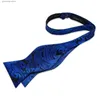 Bow Ties Classic Royal Blue Paisley Bowtie Mandkerchief Cuffers de bouffées Broche Broche pour l'homme Tuxedo Business Party Mariage Fashion Bow Ties Y240329