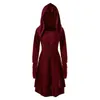 Casual Dresses Vintage Womens Cosplay Medieval Renaissance Archer Costumes Hooded Robe Lace Up Pullover Long Hoodie Dress Cloak Halloween