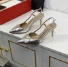 High Heels Designer Women's Sandals Classic Fashion Metal Buckle مدببة رقيقة كعب رفيع 4 سم 6 سم 8 سم