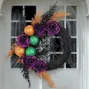 Decorative Flowers Lighted Halloween Wreath LED Door Wreaths For Reusable Light Up Festival