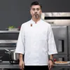 novo Homem Terno de Trabalho Restaurante Garçom Chef Jaqueta Mulher Homem Baker Uniforme Cook Wear Baker Apr Manga Lg À Prova D 'Água Chefs V42E #