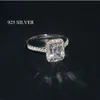 Wedding Rings Handmade Emerald cut 2ct Lab Diamond Ring 925 sterling silver Engagement band for Women Bridal Fine Party Jewelry 23287t