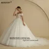 Bepeithy Ivory Beading Prince wedding dres 2022 신부를위한 어깨 소매 여자 친구 반짝이 볼 신부 가운 가운 C9XQ#