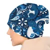 Berretti Sfondo blu Arte floreale Berretti sportivi Berretti Paisley Skullies Berretti Sci Morbidi cappelli a cuffia sottili