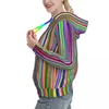 Sweats à capuche pour femmes rayures multicolores hiver lignes colorées imprimer mode coréenne sweats à capuche femmes Kawaii Design sweat à capuche surdimensionné