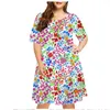 Zomer Retro Korte Mouw A-lijn DrWomen Plant Fr 3D Gedrukt Dr Casual Fi O-hals Losse Dames Dr Plus Size 6XL t0Ud #