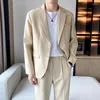 Herrdräkter Casual Suit Luxury Jacket Set Street Fashion Korean Two-Piece Jumpsuit 2024 Spring Summer Coat Pants