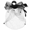 Chapeau de voile Bandeau Thé Fascinateur Partie Noir Fascinateurs Chapeaux En Maille Cage À Oiseaux Voiles De Mariage Visage Vintage Flapper Années 1920 Bowknot 43Pg #