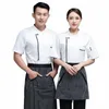 Chef Uniforme Western Restaurant Work Wear Cuisine d'été Chef Vêtements Unisexe Restauration Salopette Boulangerie Café Serveur Service Alimentaire Z55v #