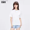 Frauen T-Shirt Semir Kurzarm T Shirt Frauen Stickerei Lose Frische Top 2024 Sommer Neue Design Gefühl Obst T-shirt casual24329