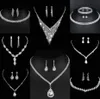 Valuable Lab Diamond Jewelry set Sterling Silver Wedding Necklace Earrings For Women Bridal Engagement Jewelry Gift Y4OP#