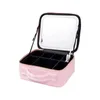 Makeup Bag With Light Up Mirror 3 Color LED Lighted Case PU Leather Make Traveling Organizer 240328