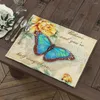 Table Mats 2pcs Vintage Style Butterfly Pattern Mat Place For Kitchen And Dining Room Decor Linen Fabric