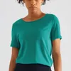 Lu Align Curve Sirena T-shirt alta da donna Collezione di qualità Maglia da corsa T-shirt a maniche corte da donna Maglietta ampia ampia aperta sul retro Yoga Top Lemon Sports 2024