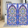 Tende da doccia Tenda per porta vintage blu marocchino Creativo Boho Etnico Floreale Bagno Moda Tessuto Stampa Set di decorazioni per il bagno di casa