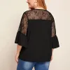 plus Size Elegant Fi Blouse 4XL 5XL 6XL Women Lace Patchwork Flare Sleeve Summer Spring Casual Tops Large Size T-shirt 7XL 69j9#