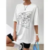 Hirsisan Abstract Line Stampato T Shirt Donna Divertente Grafica Morbido Allentato Femminile Tees Cott Estate Casual Magliette e camicette Magliette Plus Size h4yb #