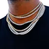 in Stock Hiphop Iced Out d Color White S925 Sterling Silver 3mm 4mm 5mm Vvs Moissanite Diamond Tennis Chain Necklace