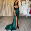 Urban Sexy Dresses Dark Green Glittter Mermaid Evening For Wedding V-Neck Off Shoulder Sequins Prom Dress High Side Slit Party Clows YQ240329