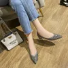 Dress Shoes 2024 Sweet Spring Woman Pointed Toe Bling Rhinestone Thick Heels 3cm High Heel Elegant Casual Kawaii Female Barefoot