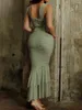 Casual Dresses Women Summer Sleeveless Mermaid Dress Sexy V Neck Cutout Bodycon Strappy Prom Party Cocktail Evening Wear