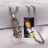 Collane AurolaCo Collana con foto personalizzata pendente con nome per donna Foto personale personalizzata con ritratto targhetta pendente per regali