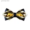 Bow Ties Double Gold Business Office Feteval Spotkanie ślub podwójny spiczasty muszka Super jasna nocna klub sceniczny towrzb y240329