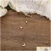펜던트 목걸이 New Fashion Mtilayer Love Heart Womens Gold Moon 및 Star Ball Chain Necklace Jelwery Drop Delivery Jewelry Pendants DH8UH