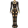 Sexig Fling Sier Mirrors Rhinestes Cut-Out Dr Birthday Prom Shining Outfit Evening Celebrate Prom Gala Gowns DGDG V1LC#