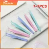 Cannucce 1-7PCS Pinza multifunzionale per adesivi per unghie con copertura in silicone Clip in acciaio inossidabile gomito/estremità diritta pinzetta strumento artistico