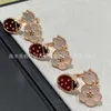 Designer High version V Gold Lucky Clover White Fritillaria Plum Blossom Ring Womens Light Luxury VAN Precision Edition