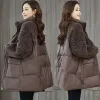 Neue Winterjacke für Frauen Lammwolle Patchwork Mäntel Lg Ärmel Tops Wärme Cott Jacke Oversize Koreanische Fi l75I #