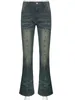 Jeans pour femmes Streetwear Y2K Tie Dye Vintage Flare Femmes Taille basse Rivet Grunge Punk Cargo Pantalon Esthétique Denim Pantalons Pantalons